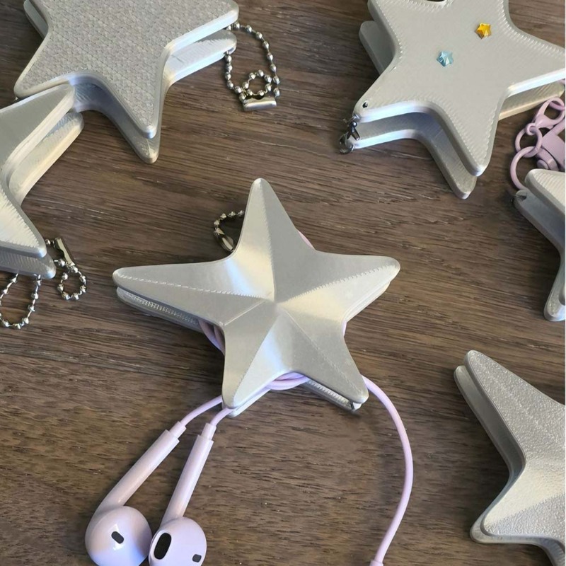 Cable Winder Keychain - Penjepit Kabel Bentuk Bintang Y2K 3D,