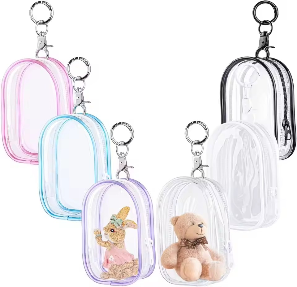 Cable Winder Keychain - Organizer Kotak Transparan untuk Boneka Plush