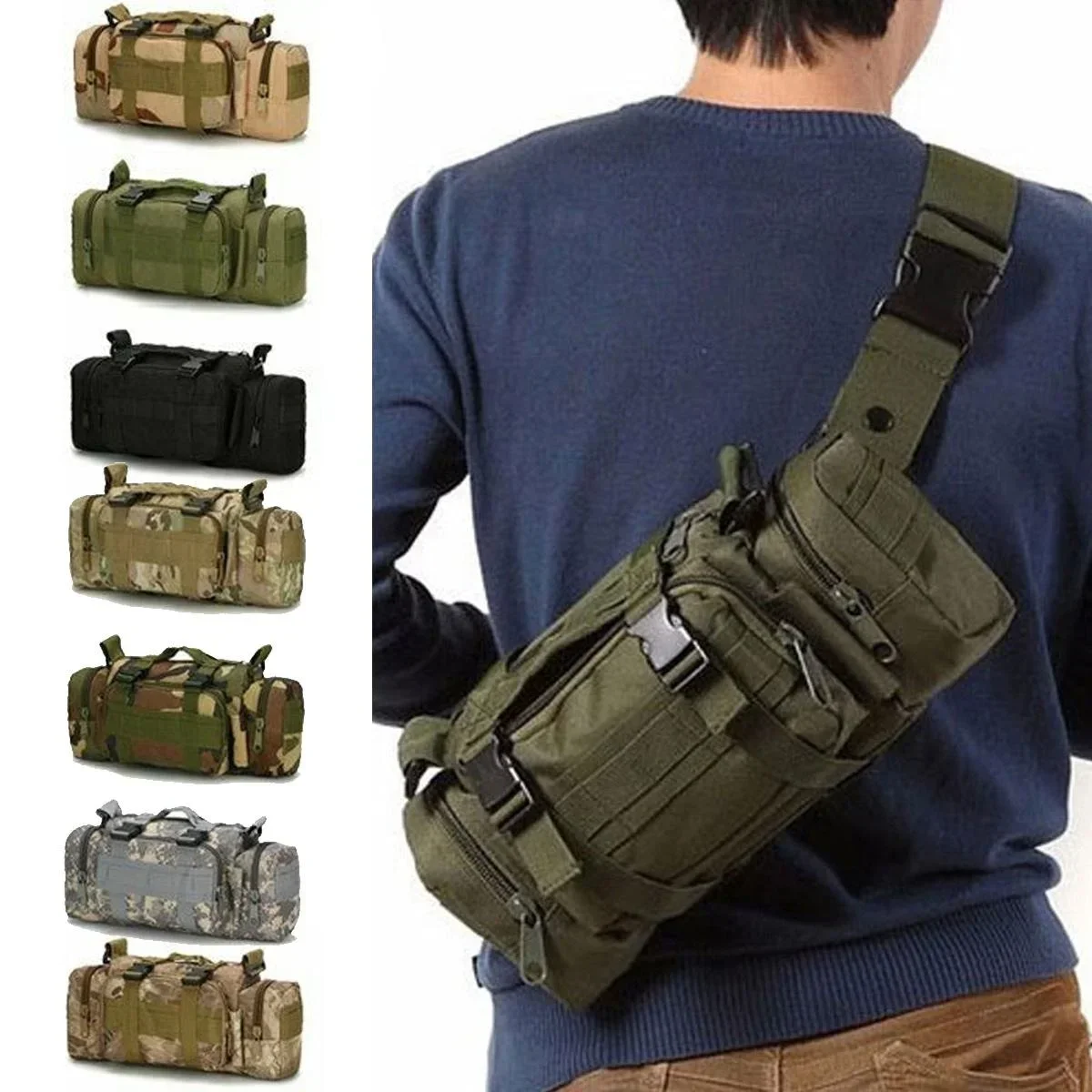 Edc Carry Fanny Pack - Tas Pinggang Duffel Molle Tahan Air