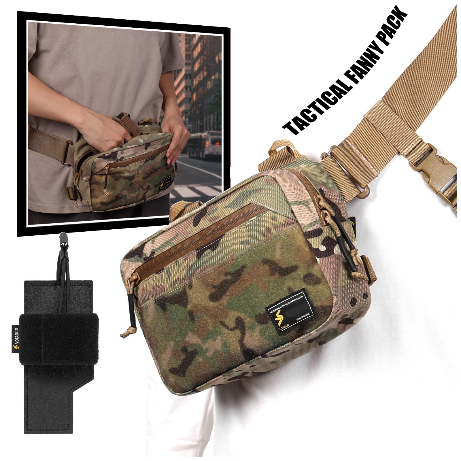 Edc Concealed Carry Sling Bag - Paket Fanny Taktis, Tas Selempang CCW
