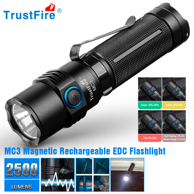 Edc Car Carry - Trustfire Mc3 Senter Led Isi Ulang