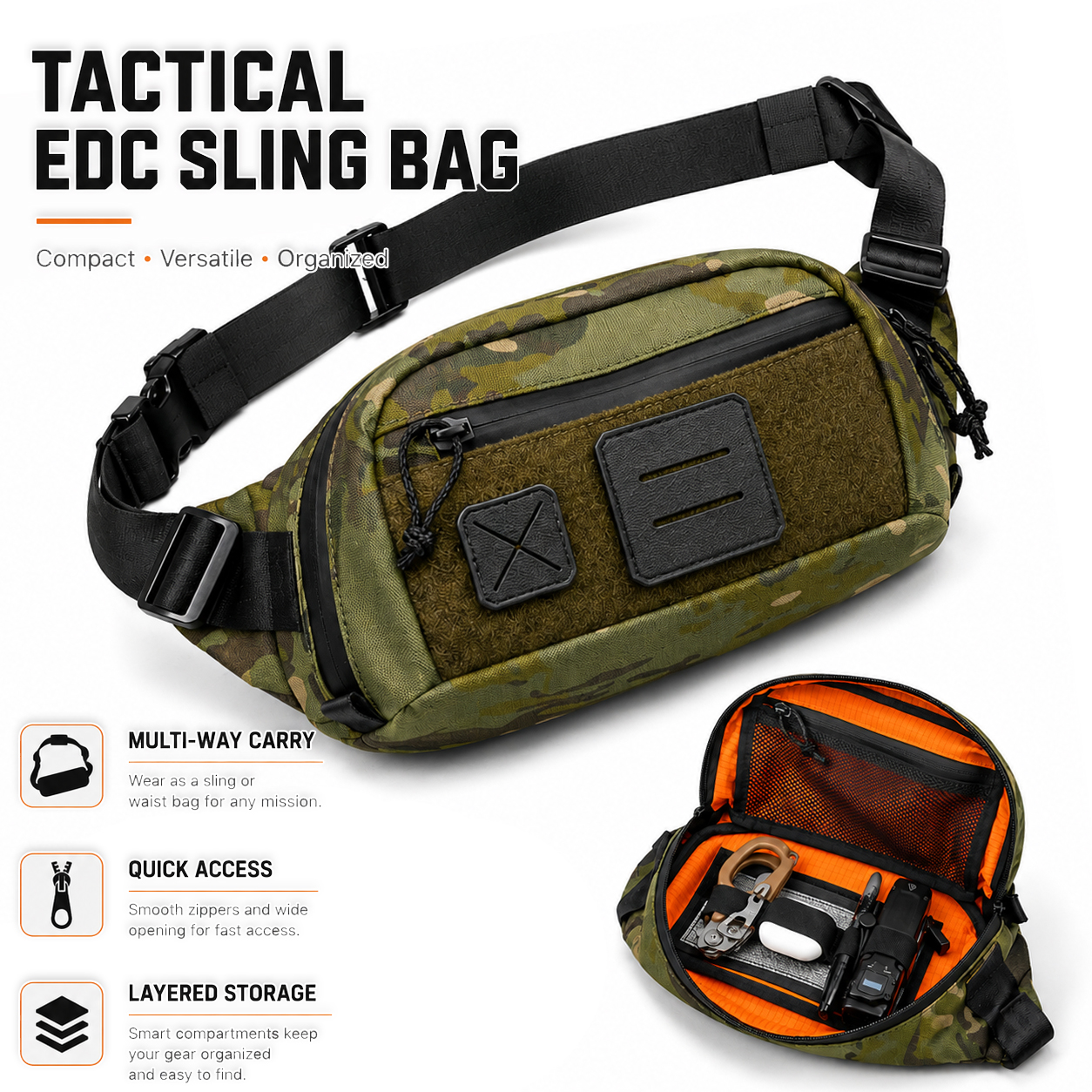 Edc Concealed Carry Sling Bag - Tas Pinggang Taktis EDC Sling Pack
