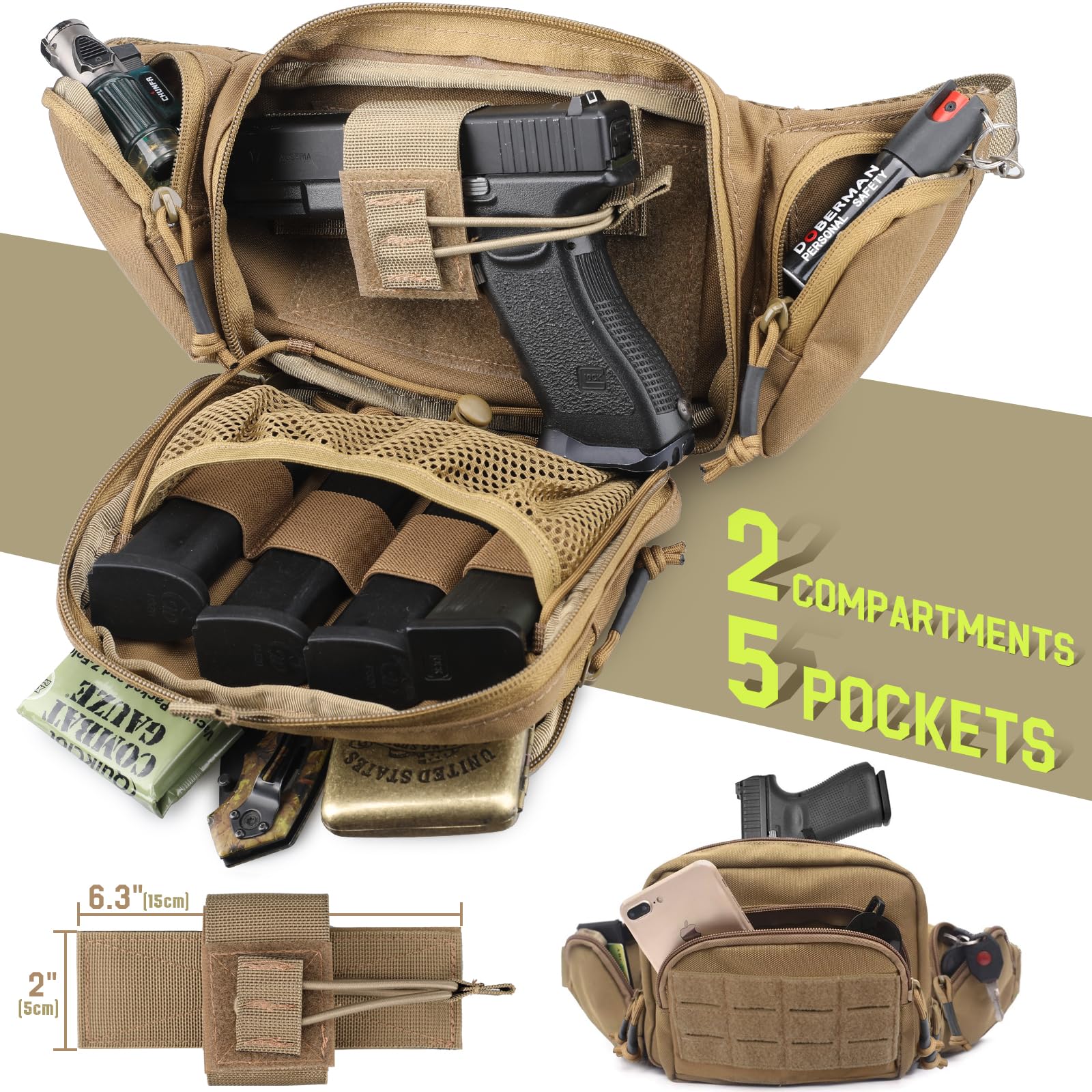Tas Pinggang Taktis untuk Meny - Edc Carry Fanny Pack ulasan dan harga